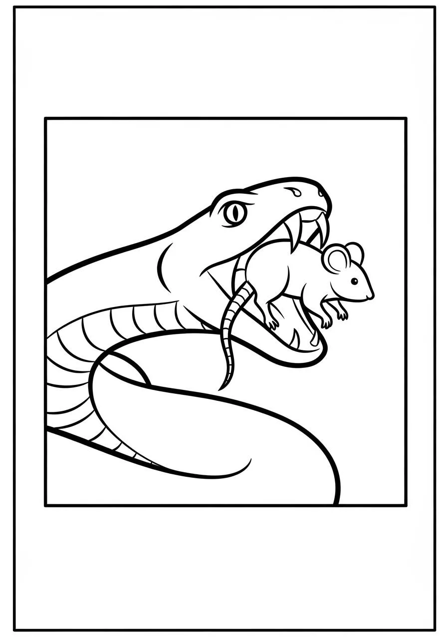 Dibujo para colorear de serpiente y ratón