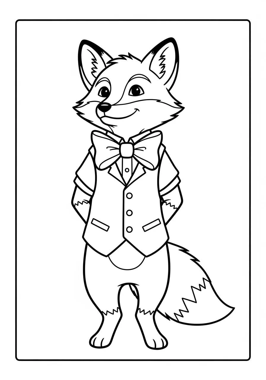 Elegant Fox with Tie Coloring Page