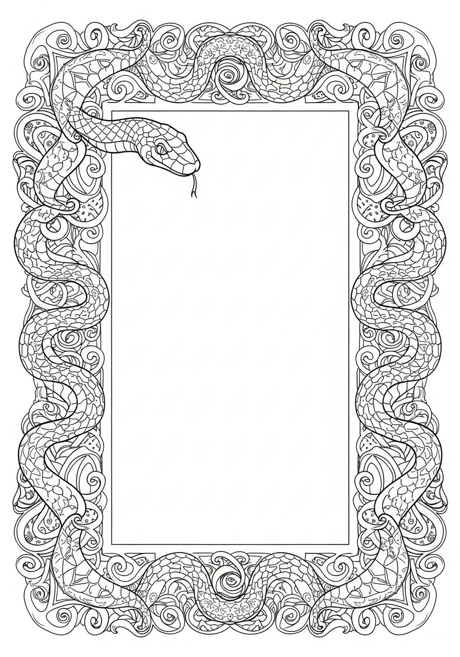 Dibujo decorativo de serpiente con patrones intrincados para colorear