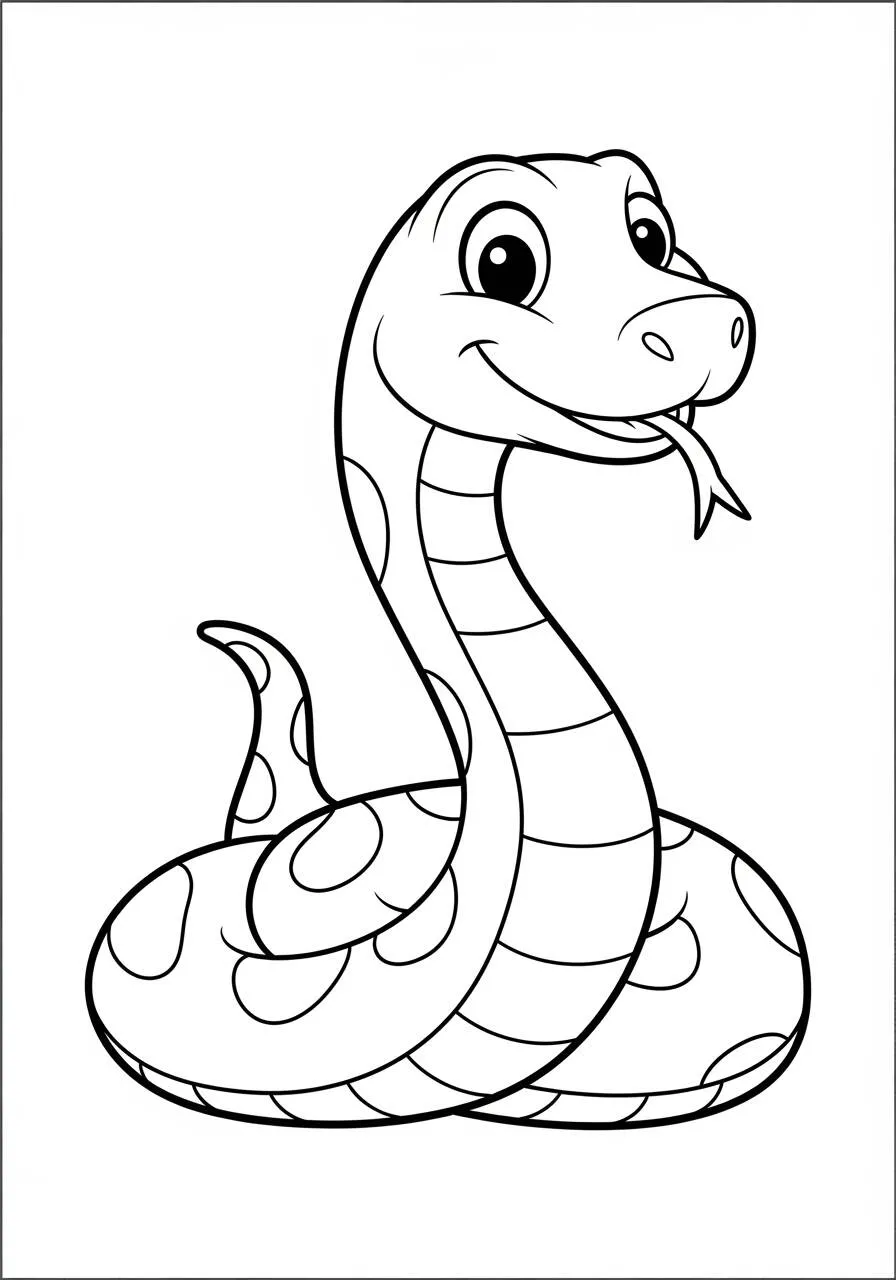 Pagina da colorare serpente sorridente