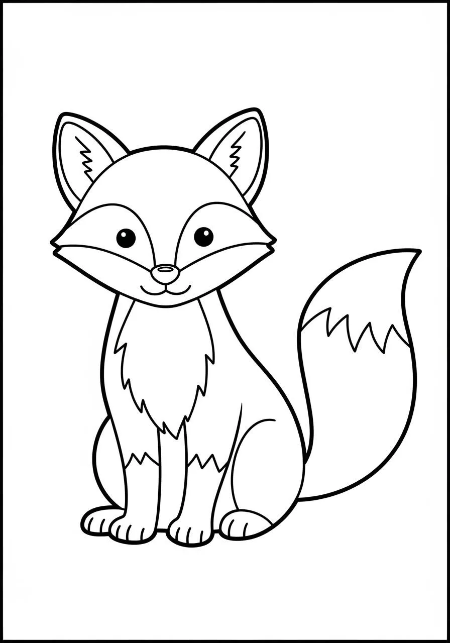 Desenho de Raposa Fofa Sentada para Colorir