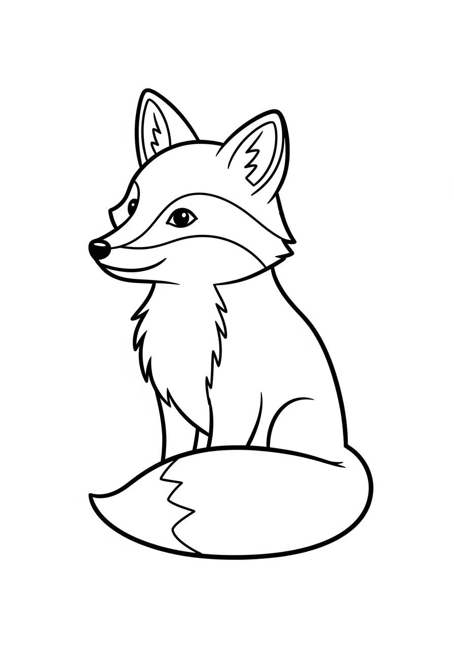 Desenho de Raposa Elegante Sentada para Colorir