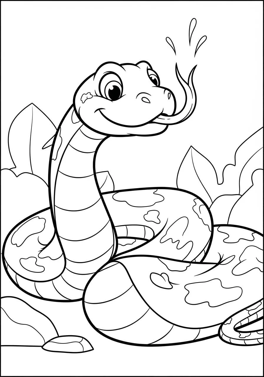Página para colorear de serpiente sonriente