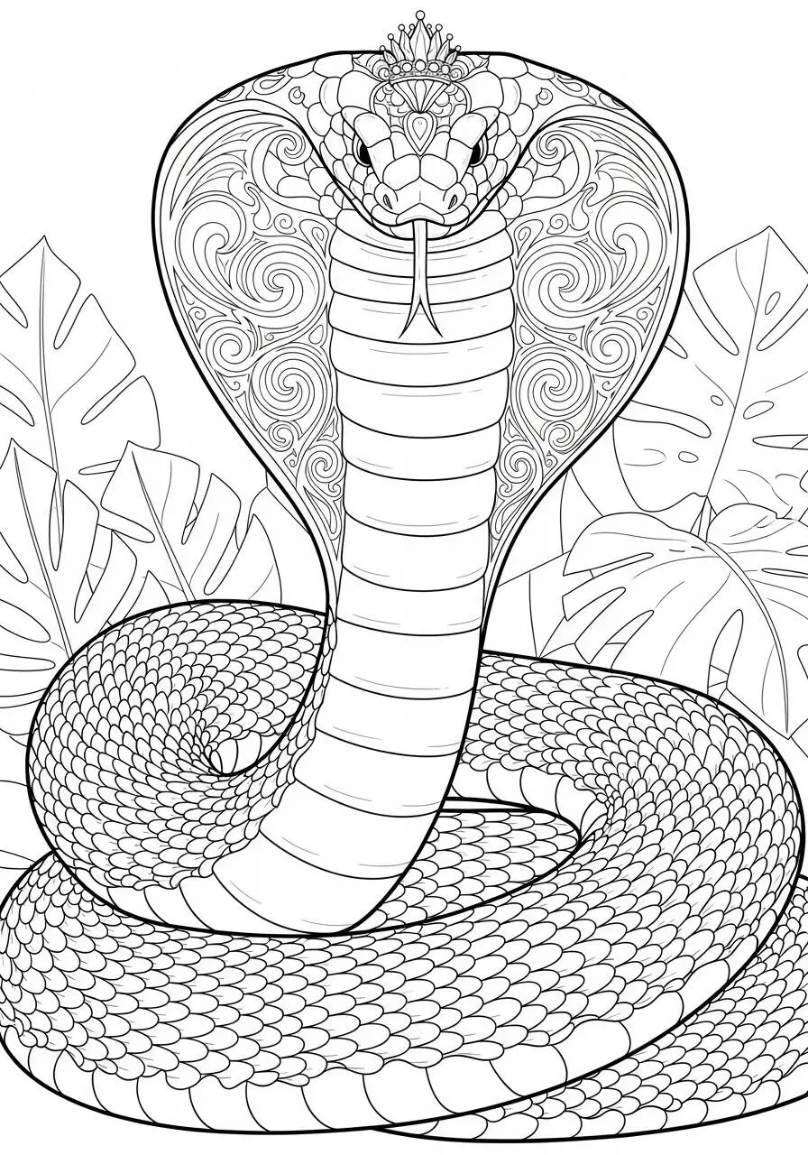 Dibujo de serpiente real con patrones intrincados para colorear