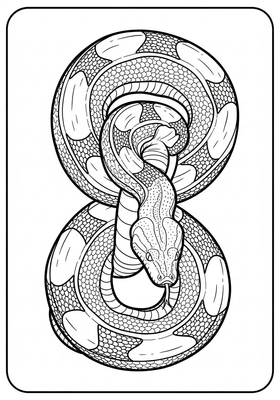 Página Para Colorear De Serpiente Enrollada