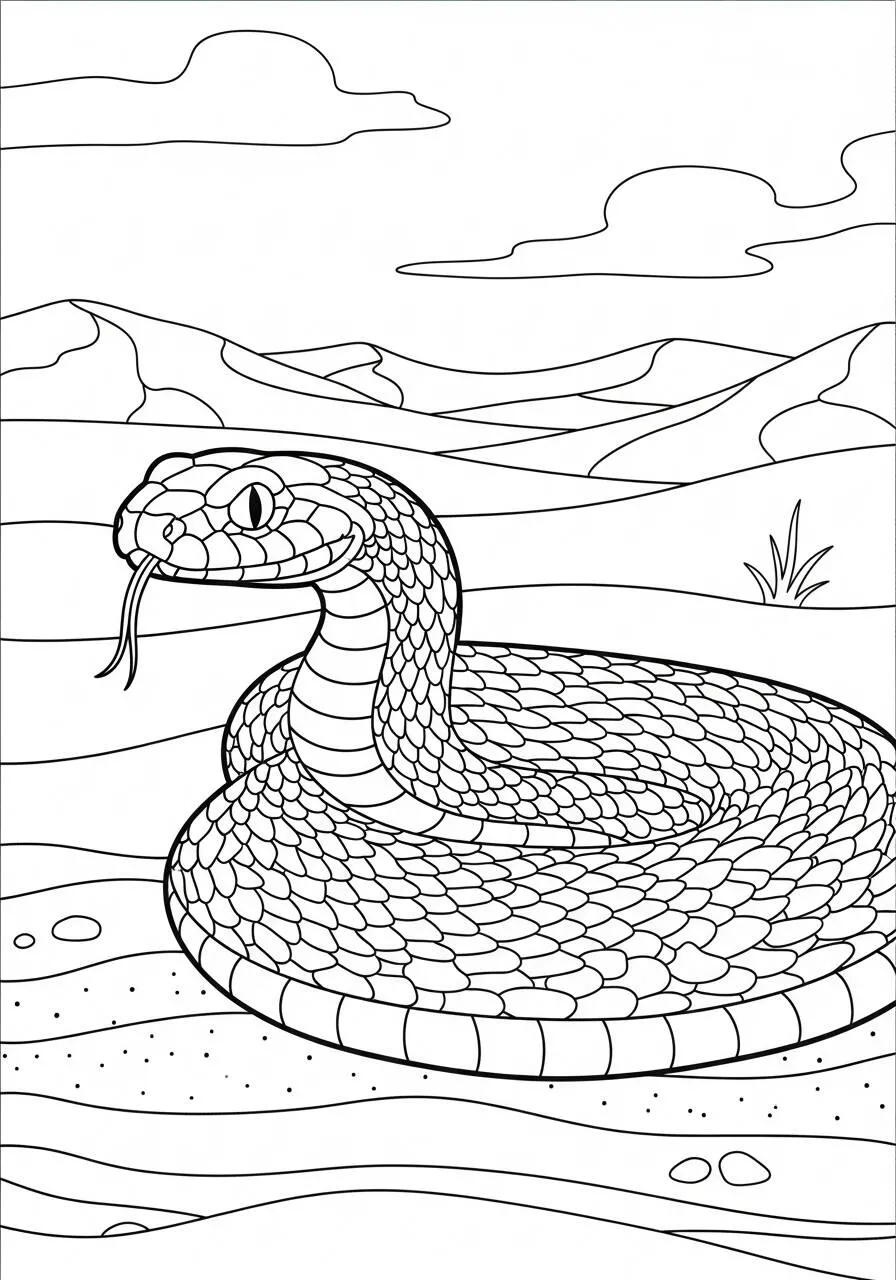 Página para colorear de serpiente realista