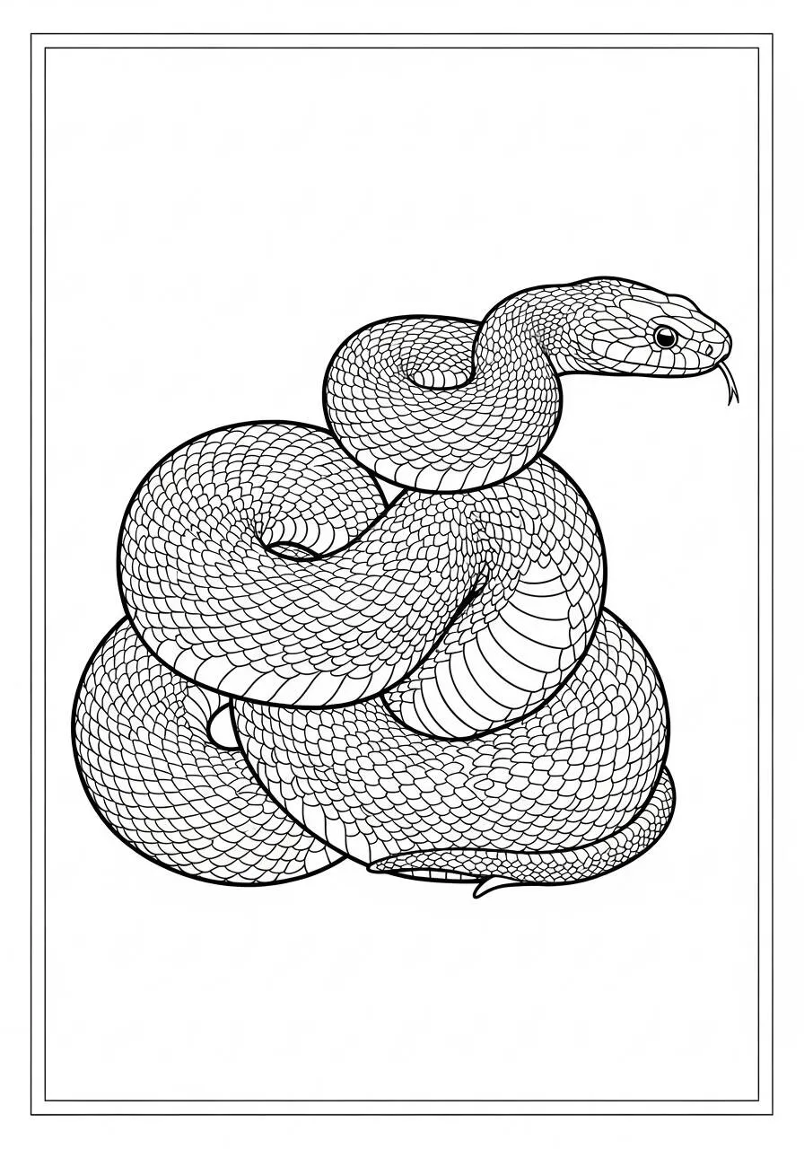 Página Para Colorear De Serpiente Enrollada
