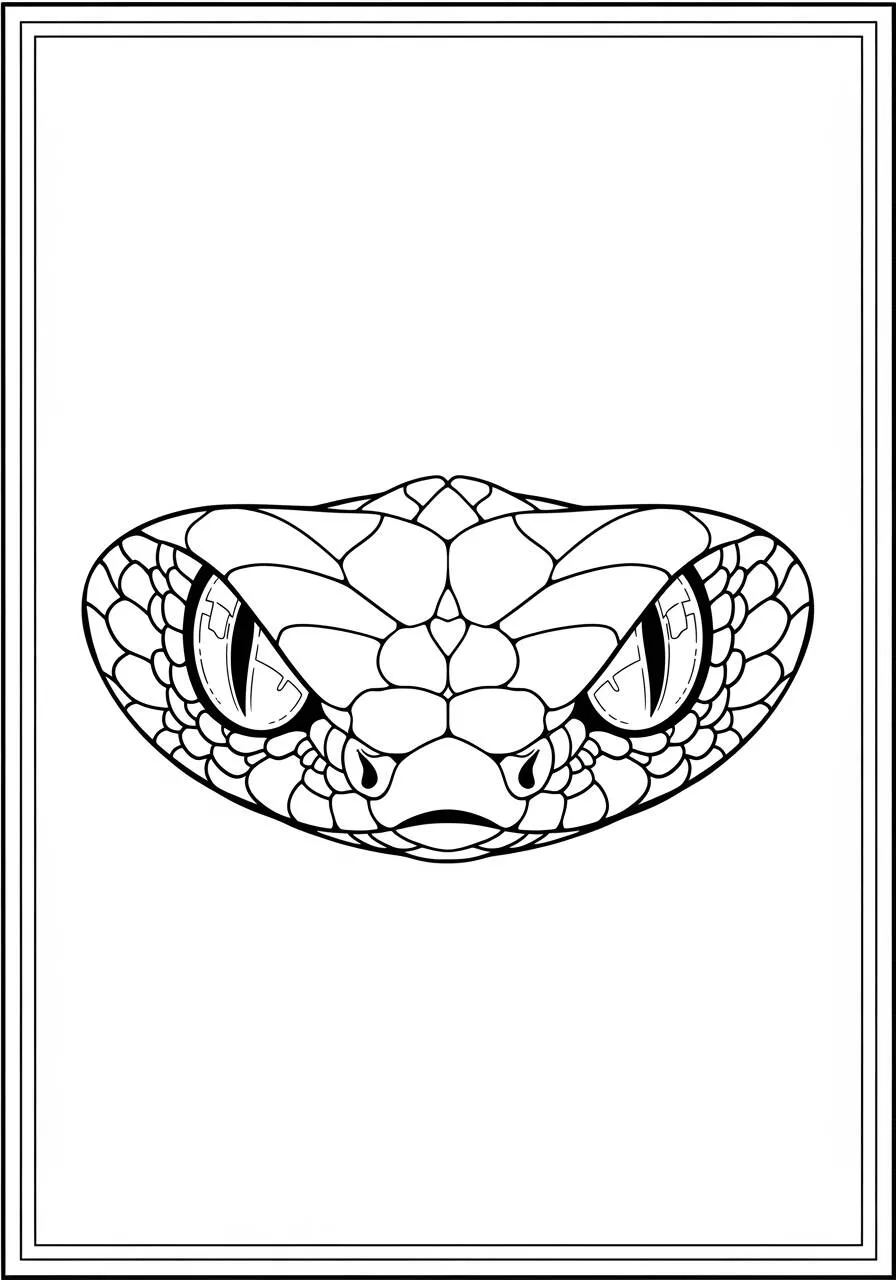 Página para colorear de serpiente con cabeza detallada