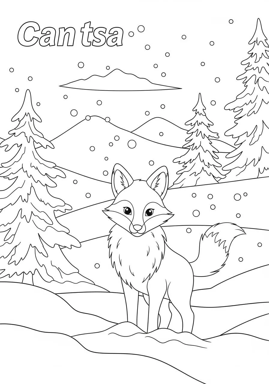 Zorro en la nieve Página para colorear