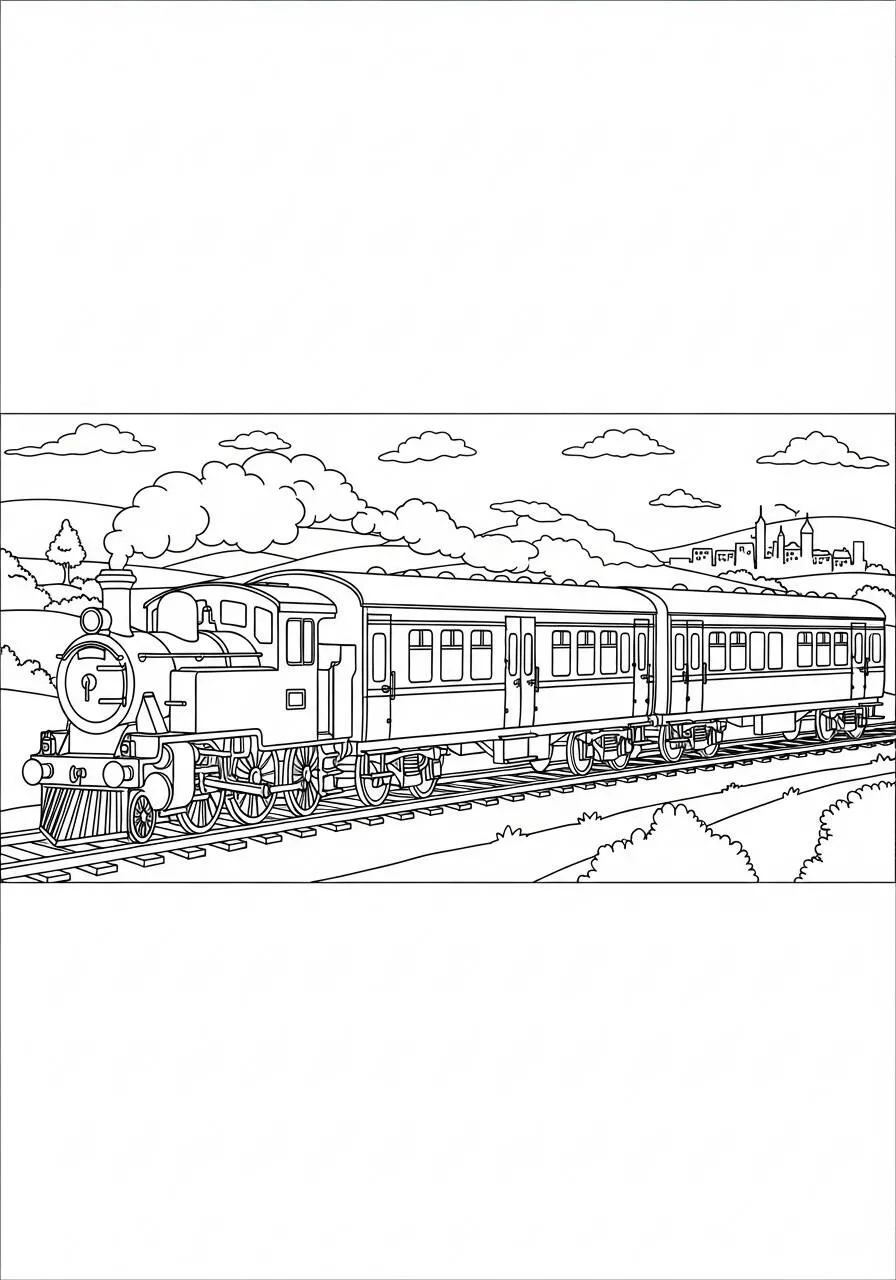 Pagina da colorare del treno classico