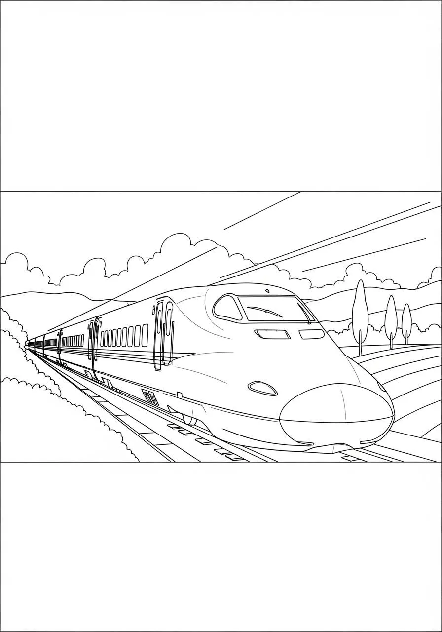 Pagina da colorare del treno in rapido movimento