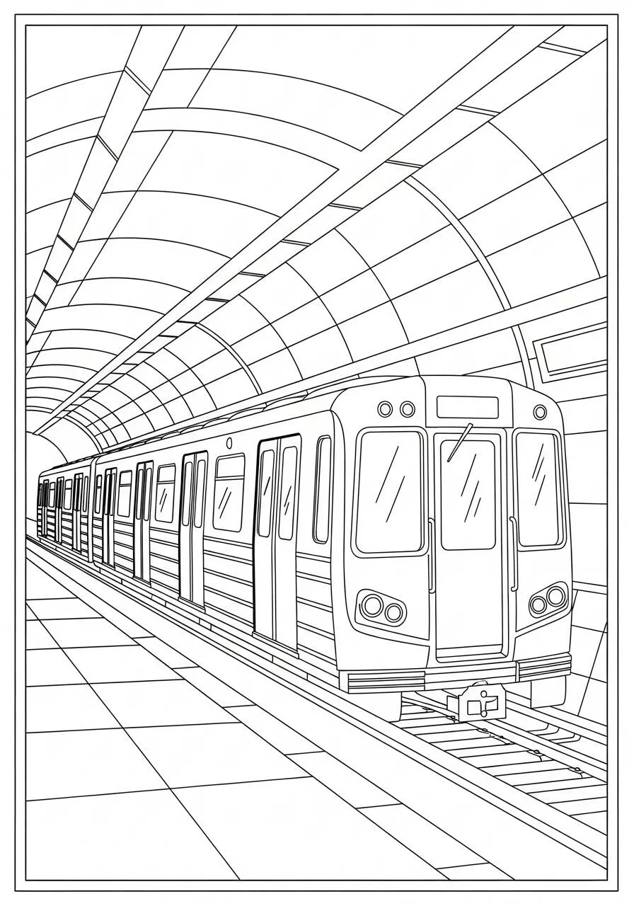 Treno metropolitano in stazione da colorare