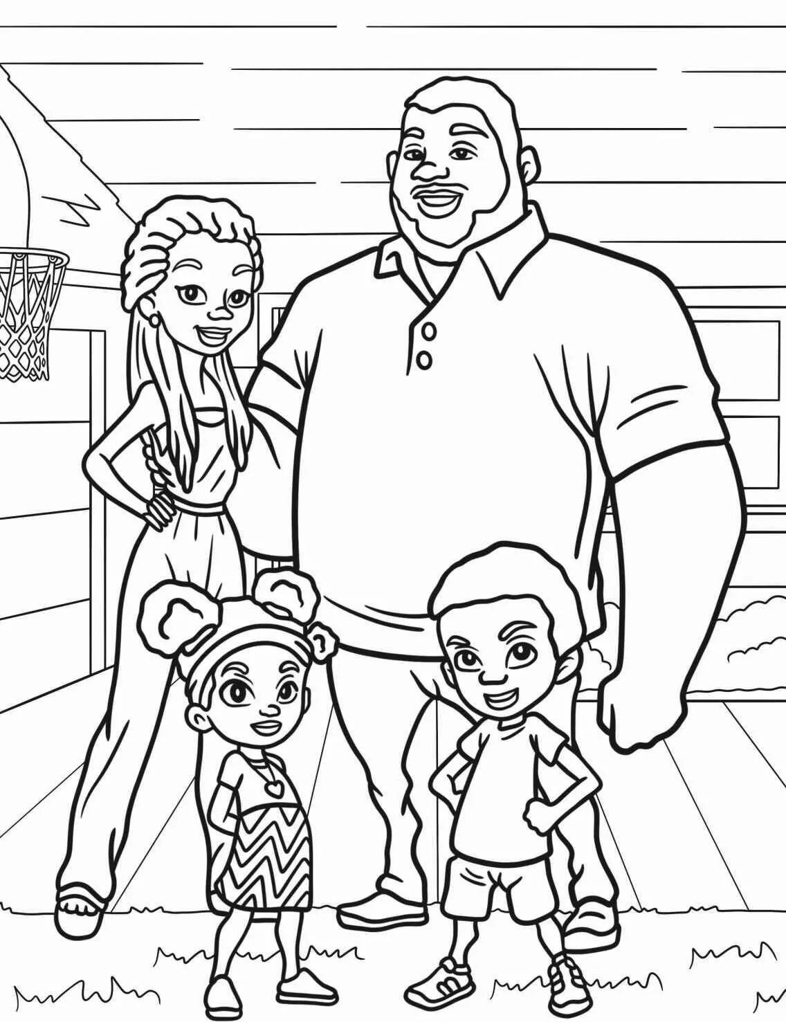 Dibujo para colorear de familia feliz