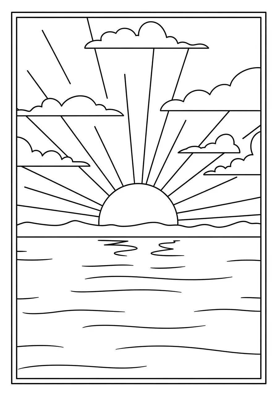 Natura Tramonto sul mare Pagina da colorare