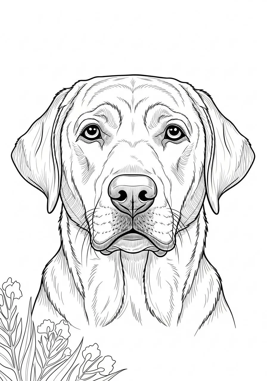 Lindo Perro Labrador Retriever Dibujo para colorear