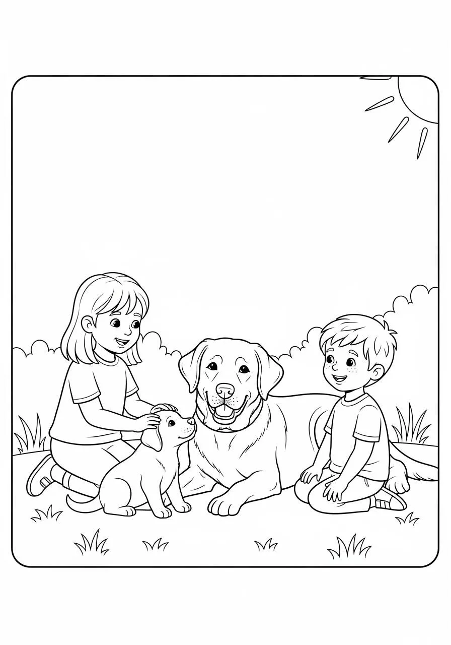 Angelo che gioca con gli animali da colorare