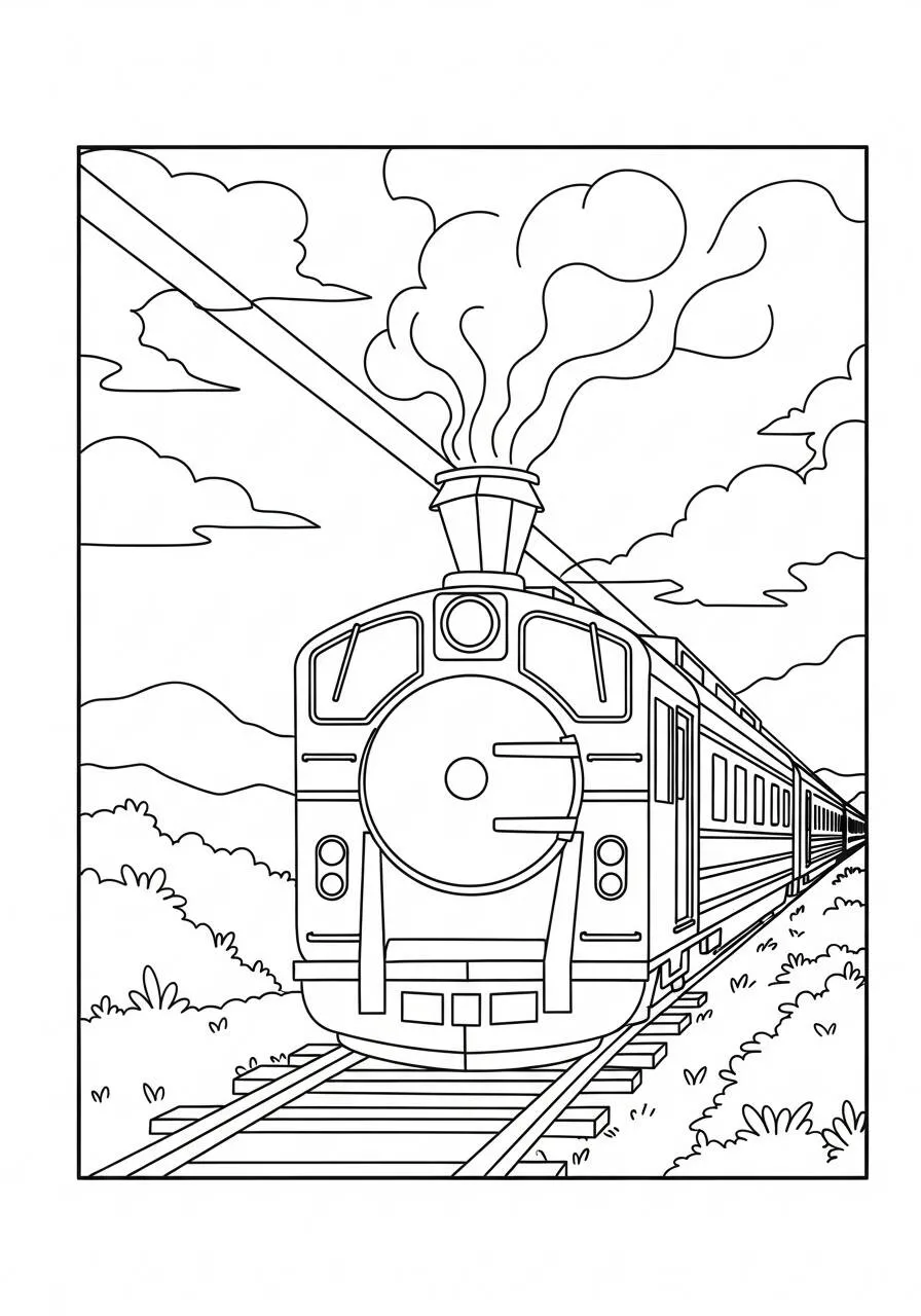 Pagina da colorare del treno a vapore