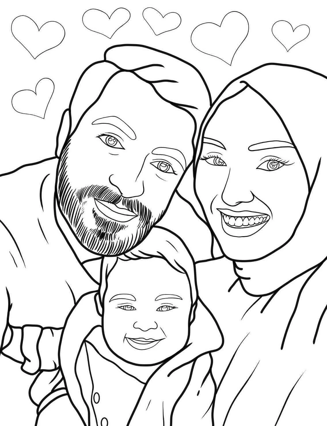 Dibujo para colorear de familia feliz