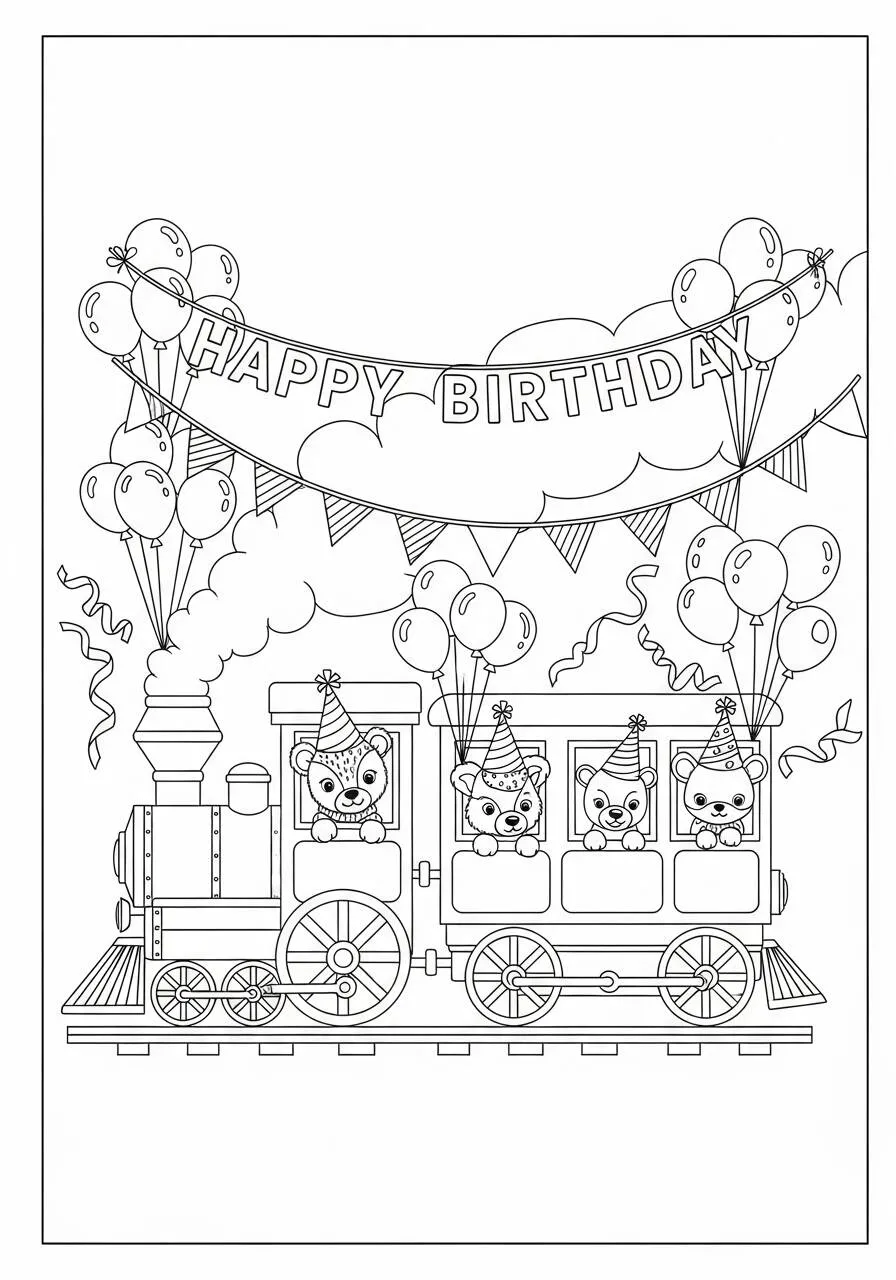 Trenino completo con animali colorati