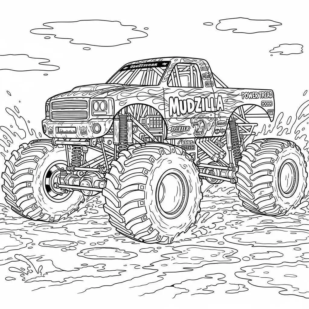 Ausmalbilder Monstertruck Mudzilla