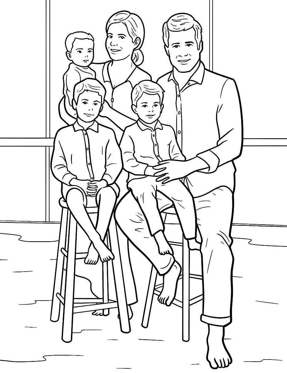 Dibujo para colorear de familia feliz