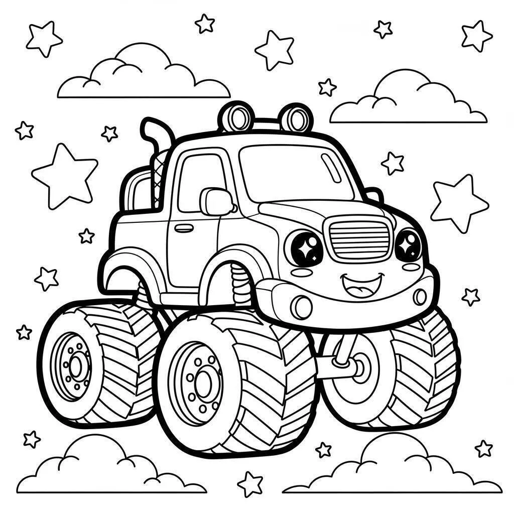 Lustige Monstertruck-Malseite