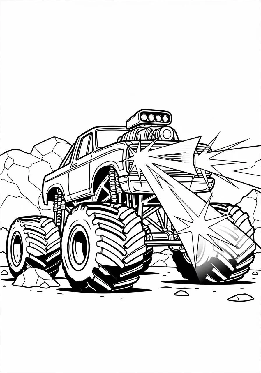 Monstertruck-Malseite mit Spezialeffekten