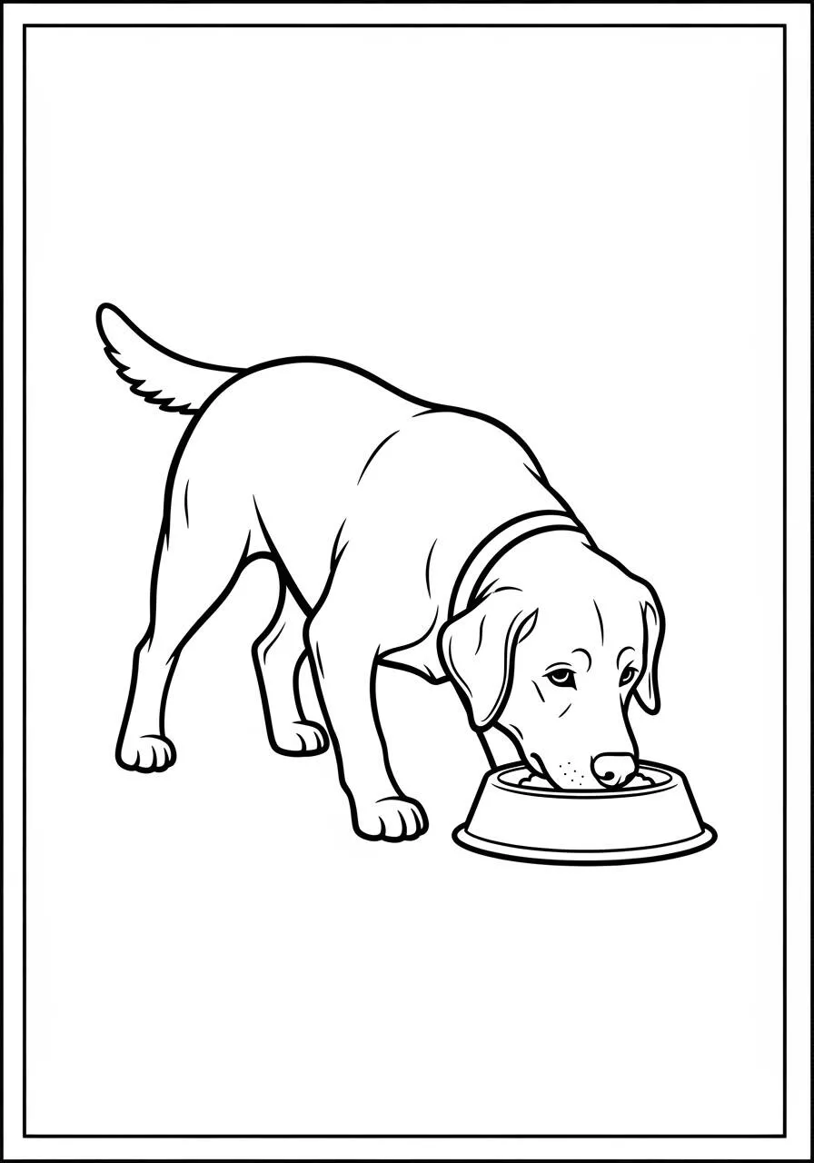 Dibujo De Perro Labrador Retriever Bebiendo Agua Para Colorear