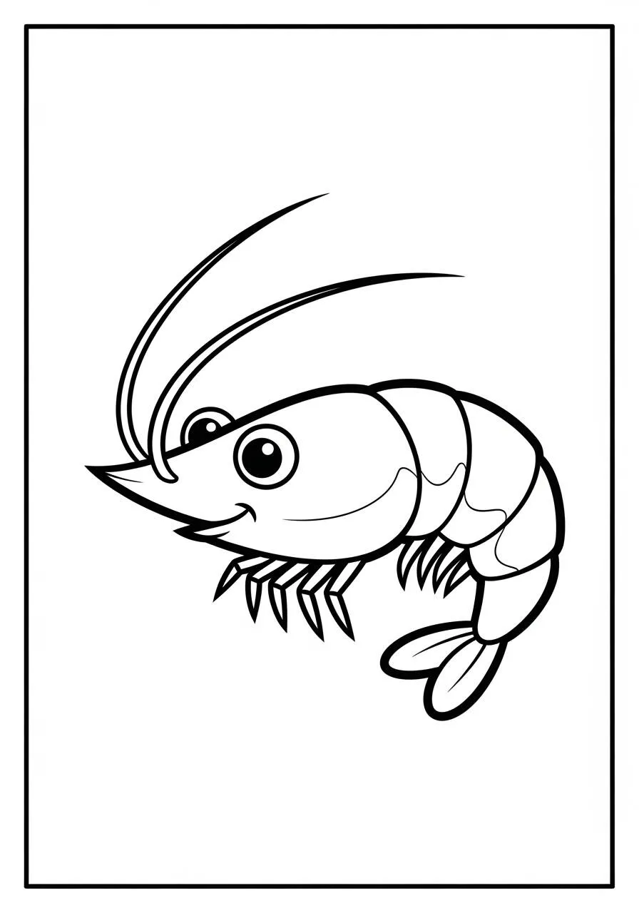 Divertida página para colorear de animales marinos y camarones