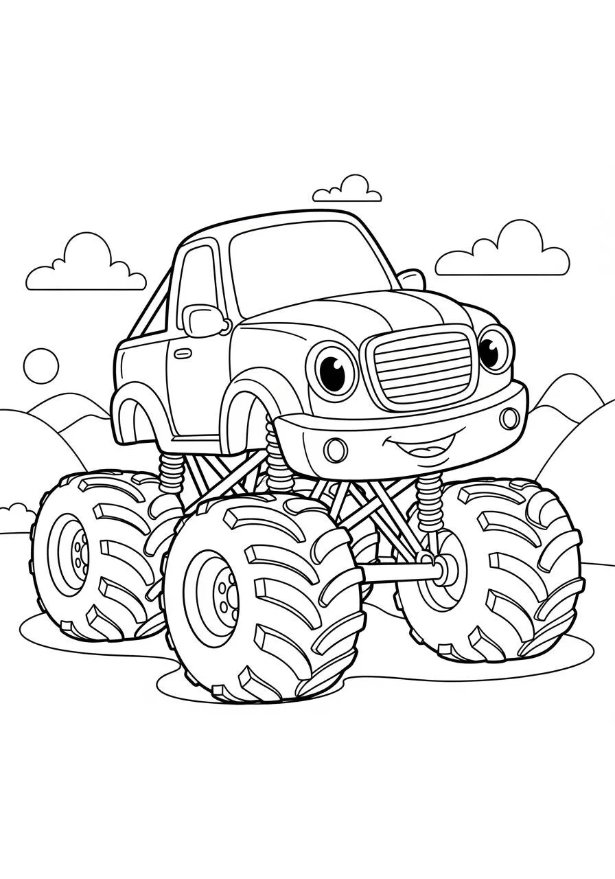 Lustige Monstertruck-Malseite