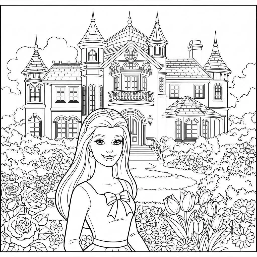 Ausmalbild: Barbie im Verzauberten Herrenhaus