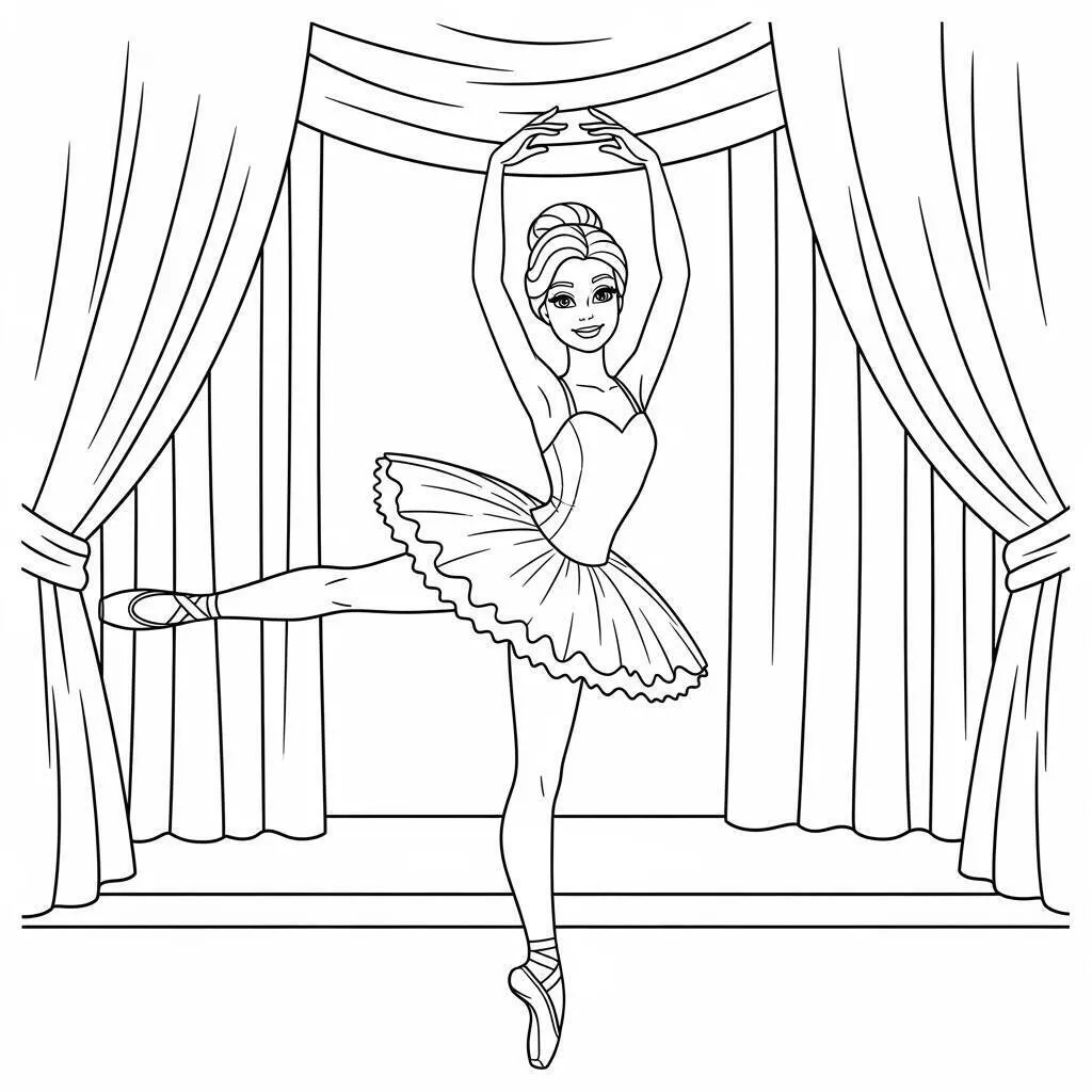 Malvorlage Barbie Ballerina in Tanzposition