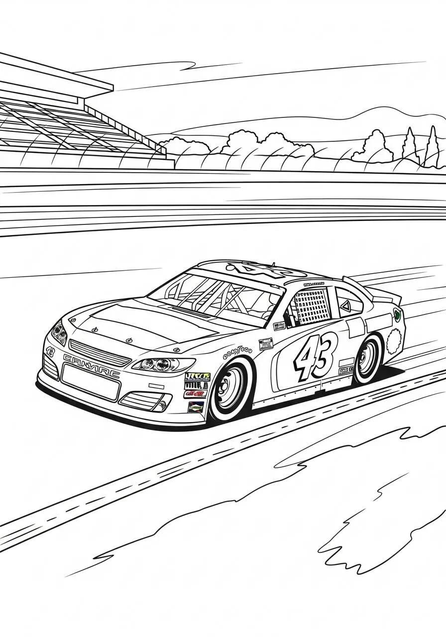 Coloriage de voiture de course à grande vitesse