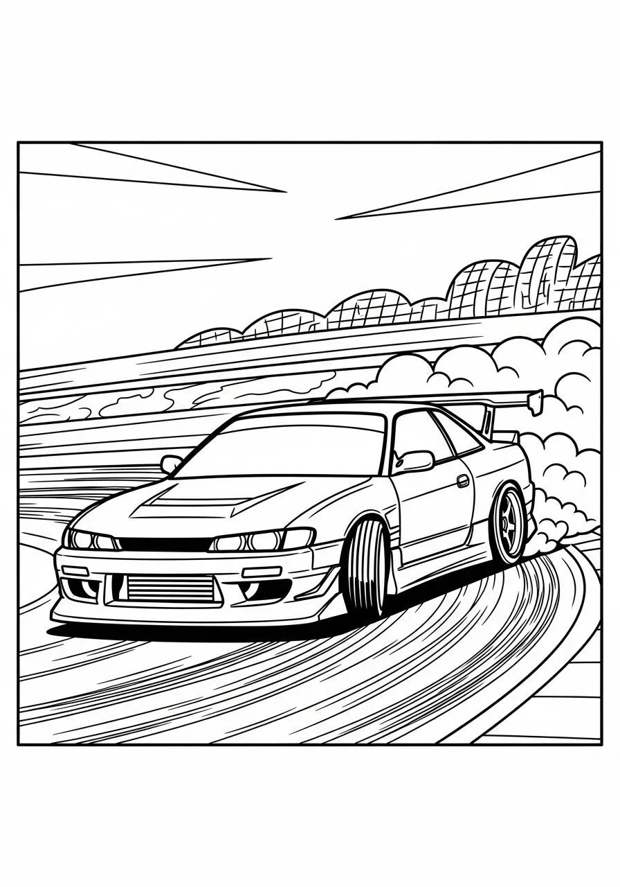 Coche De Carreras De Deriva Dibujo para colorear