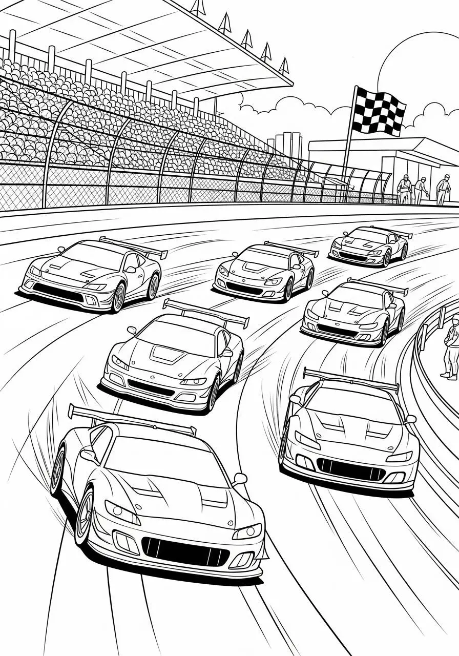 Coches De Carreras De Alta Velocidad Dibujo para colorear