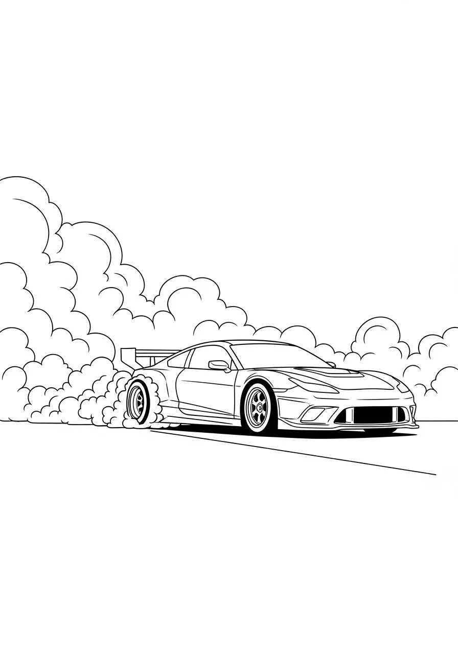 Coche De Carreras De Deriva Dibujo para colorear