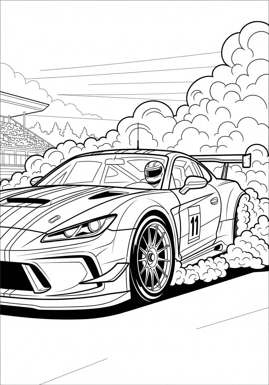 Coche De Carreras De Alta Velocidad Para Colorear
