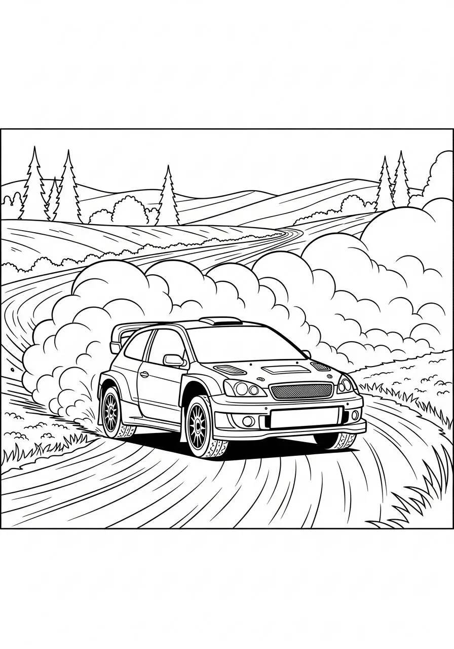 Pagina da colorare di auto da corsa fuoristrada