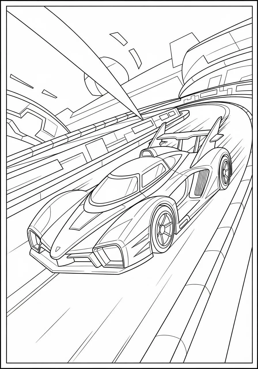 Futuristische Rennwagen-Malseite