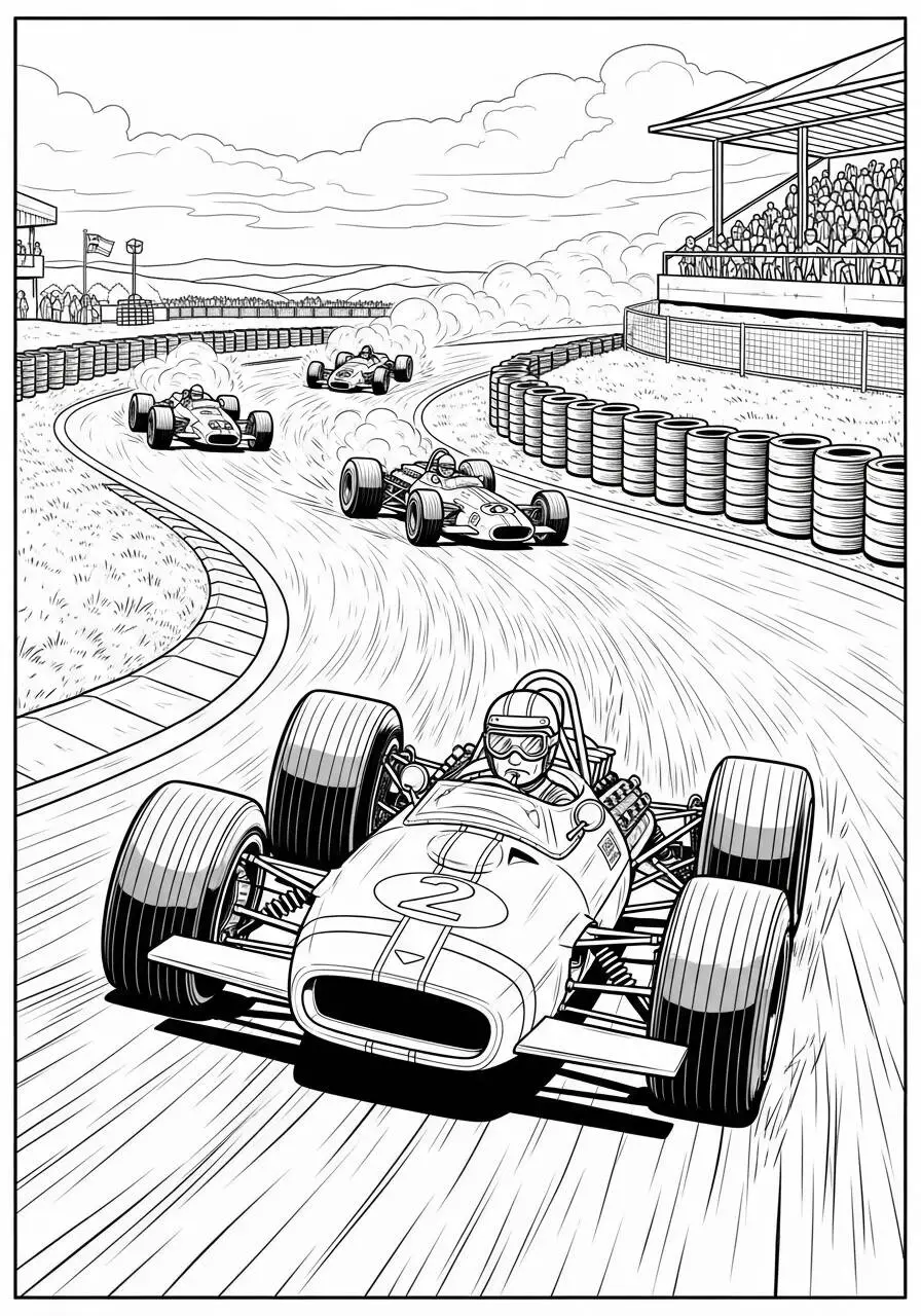 Entrenador de carreras clásico en la pista Dibujo para colorear