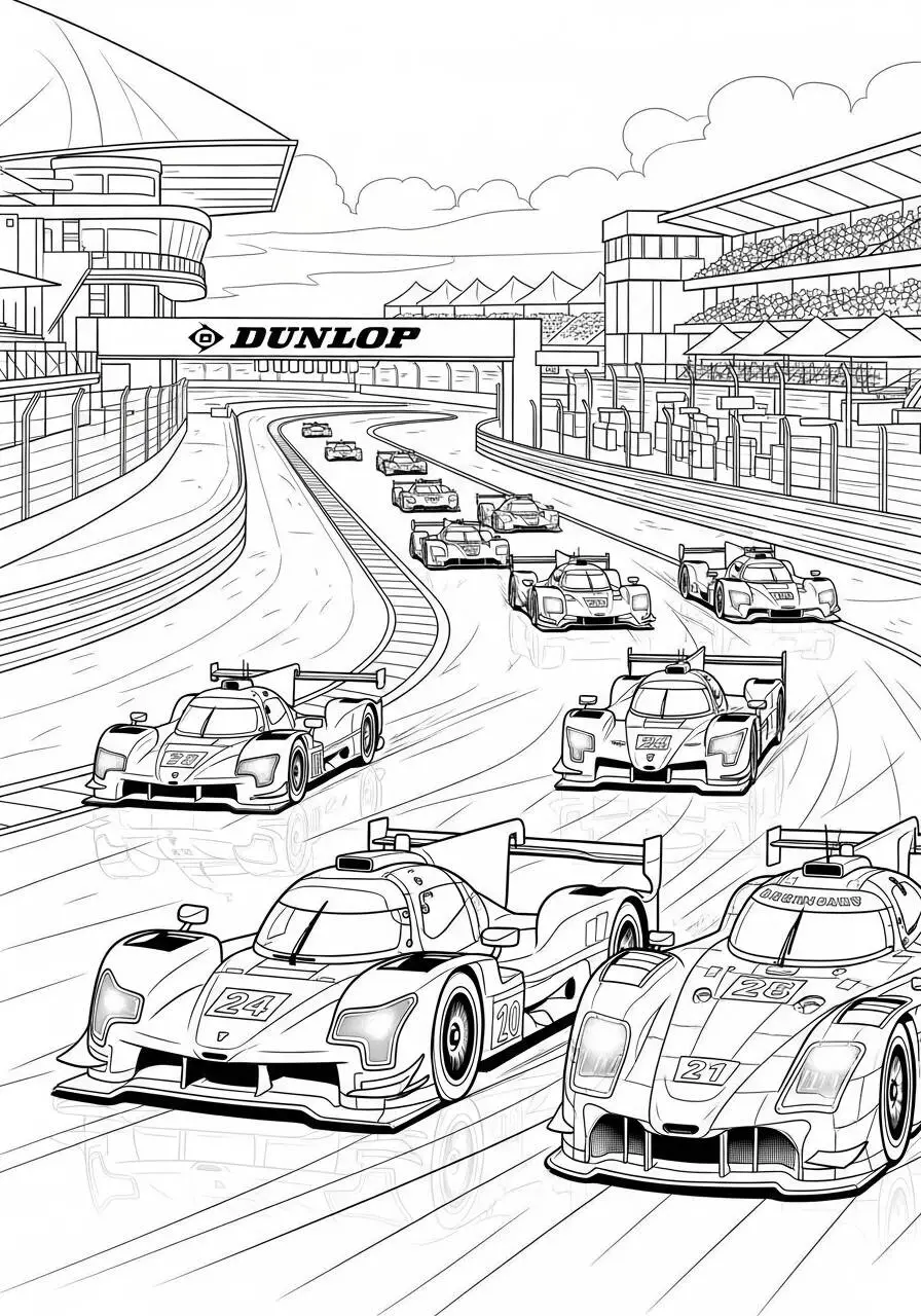 Coloriage de voitures de course de Grand Prix