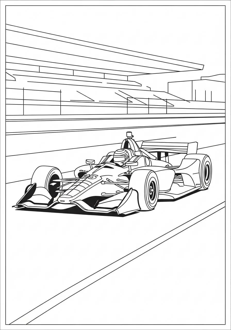 Coloriage Voiture de course de Formule 1 sur la piste