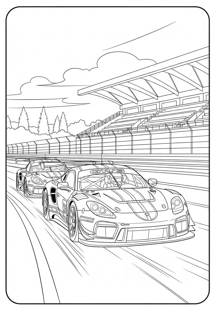 Coche De Carreras De Alta Velocidad Para Colorear