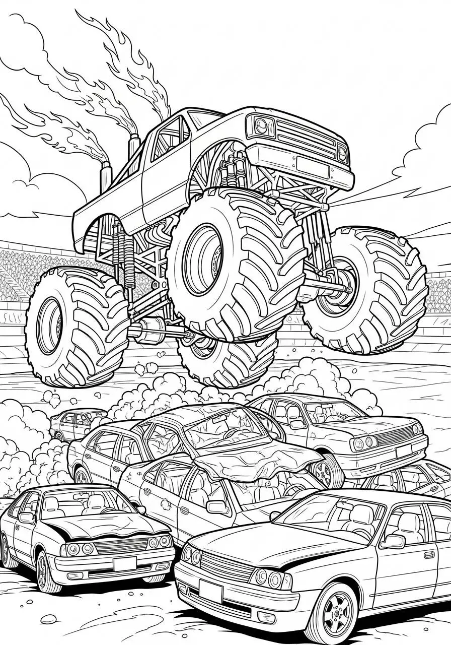 Coche Monstruo Página Para Colorear