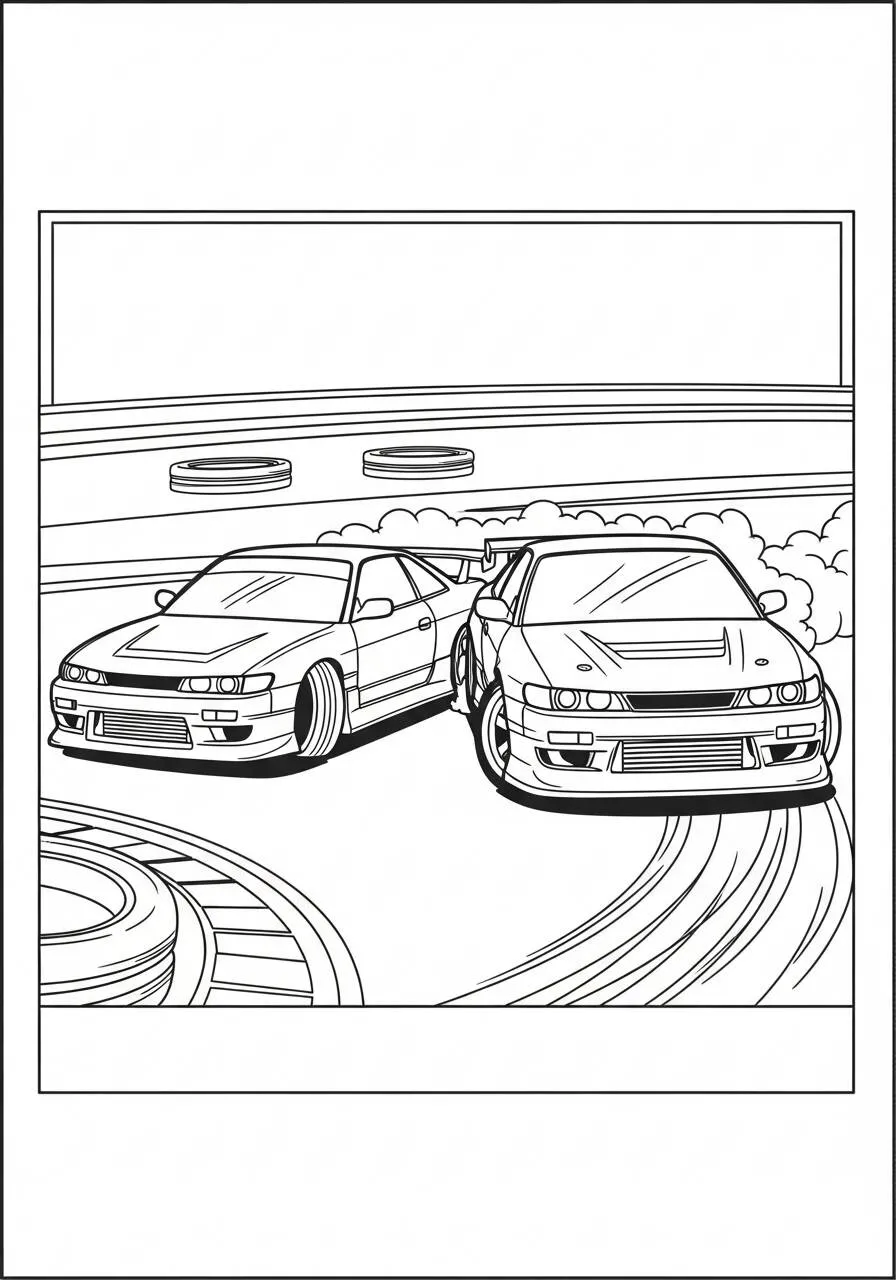 Coches De Carreras De Alta Velocidad Página Para Colorear
