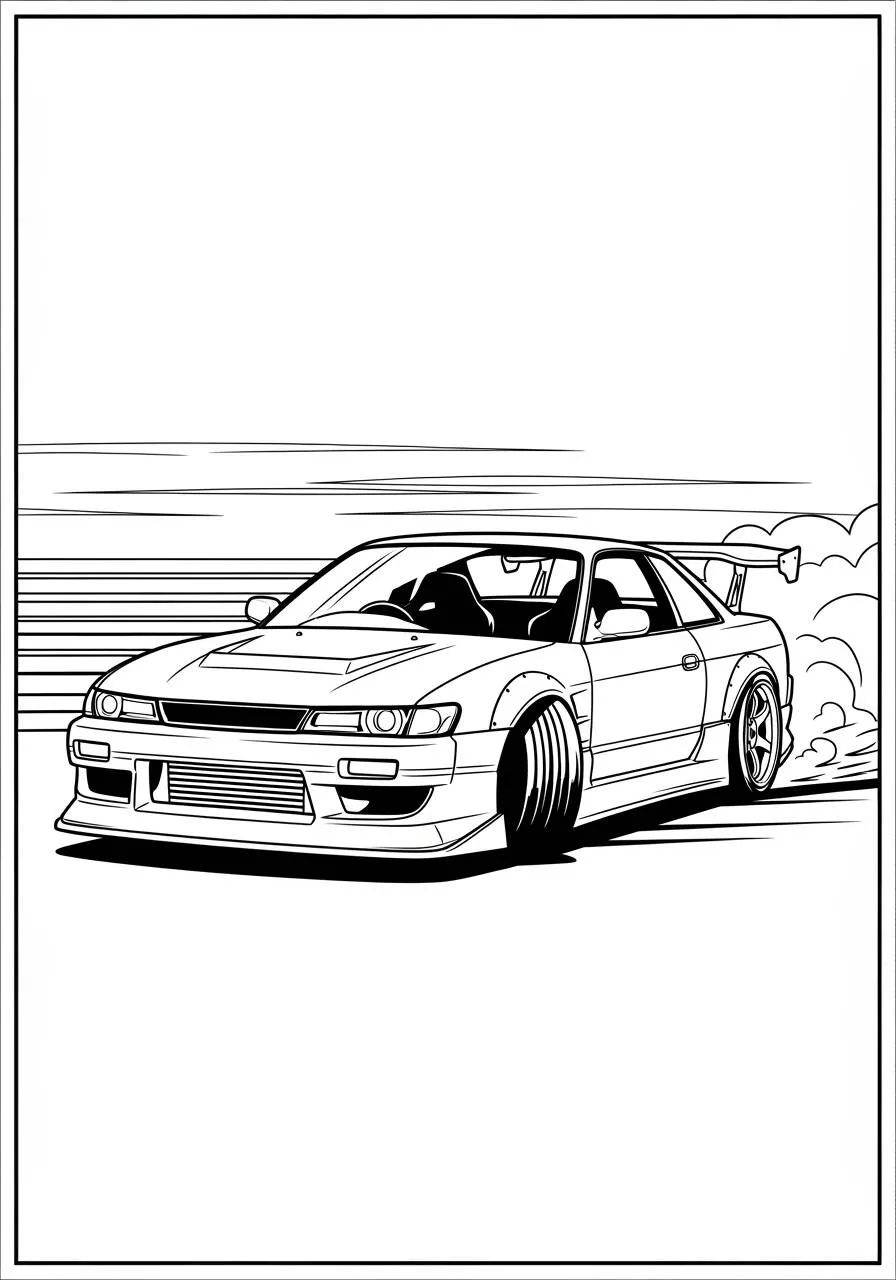 Coche de carreras patinando Página para colorear