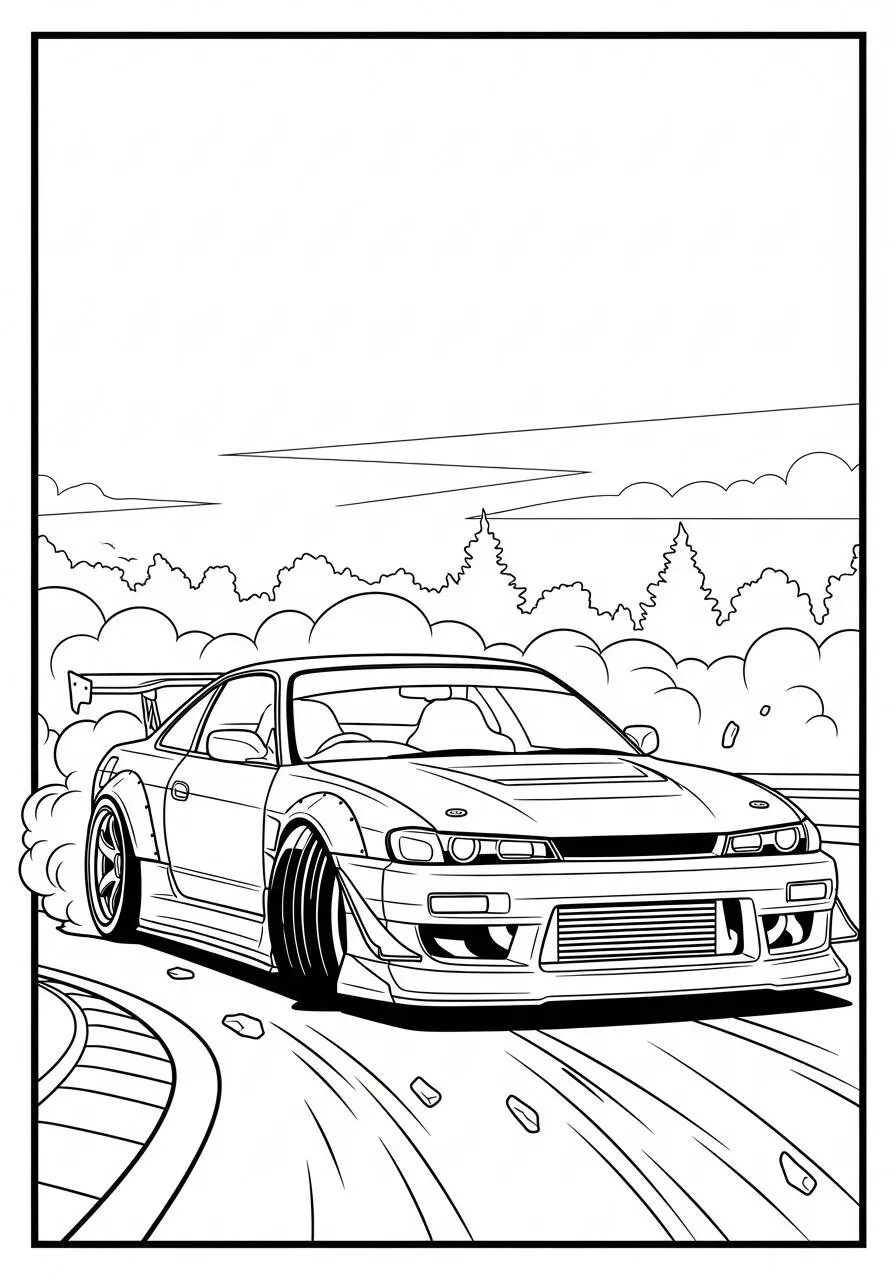 Coche De Carreras De Deriva Página Para Colorear