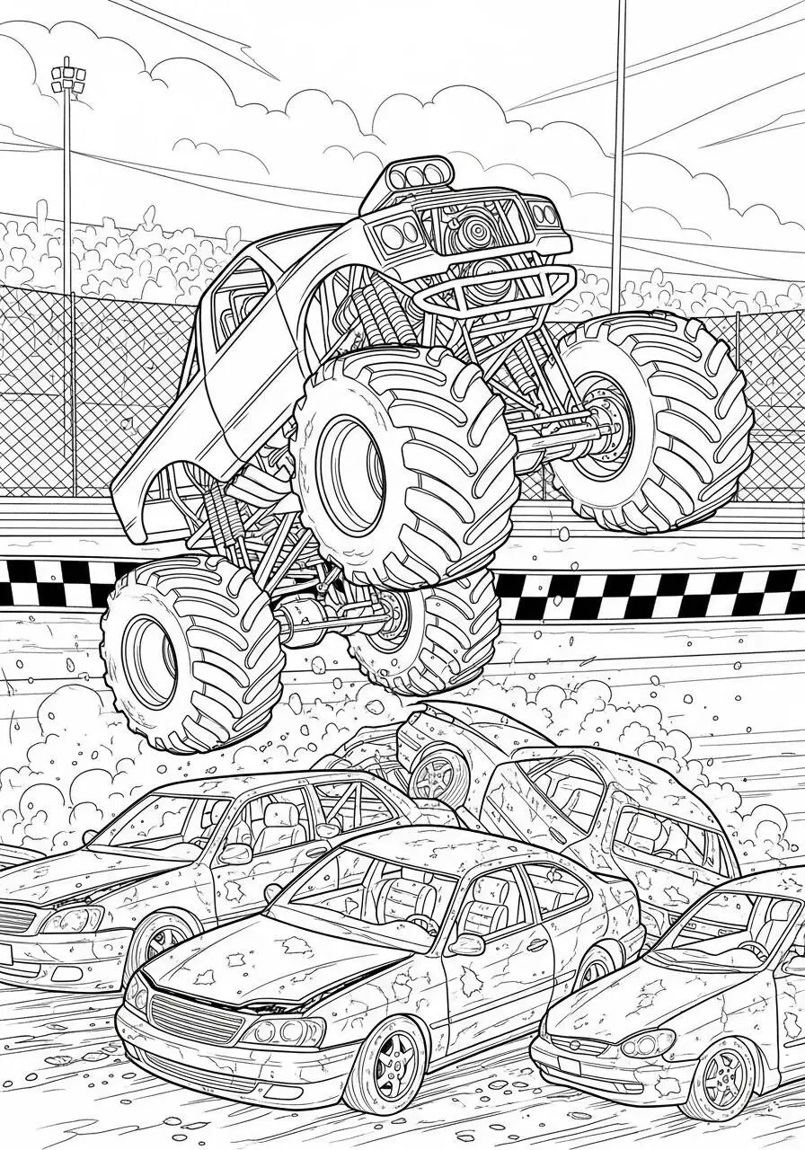 Coche De Carreras De Monstruos Página Para Colorear
