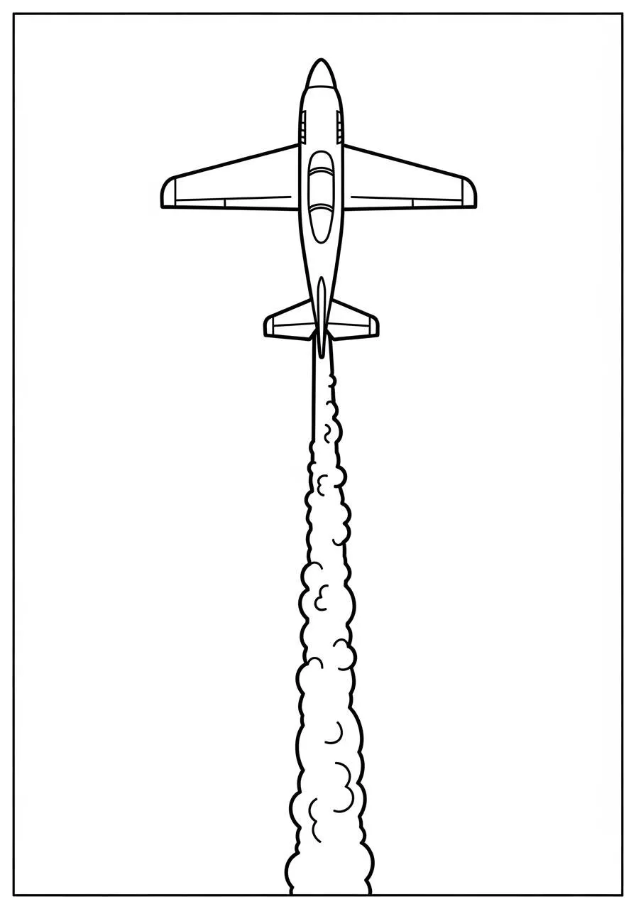Dibujo para colorear de rastro de humo de lanzamiento de avión