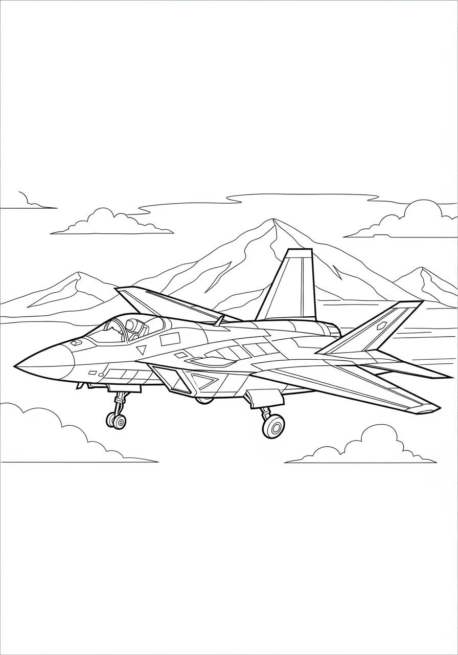Avión de combate en vuelo Página para colorear
